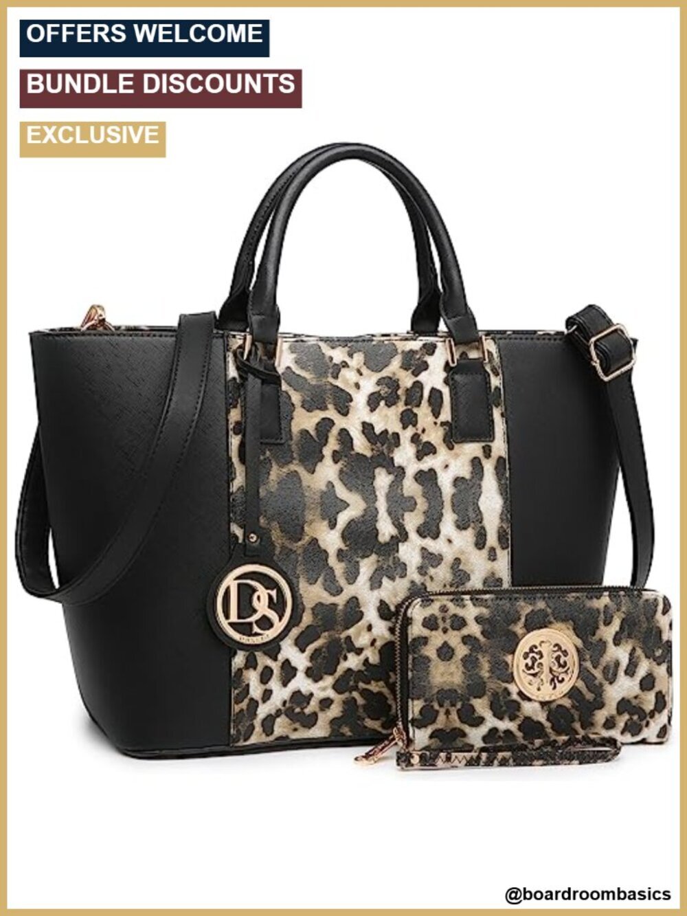 Vegan Leather Tote Bag with Matching Wallet, Satchel Purse, Crossbody Strap,